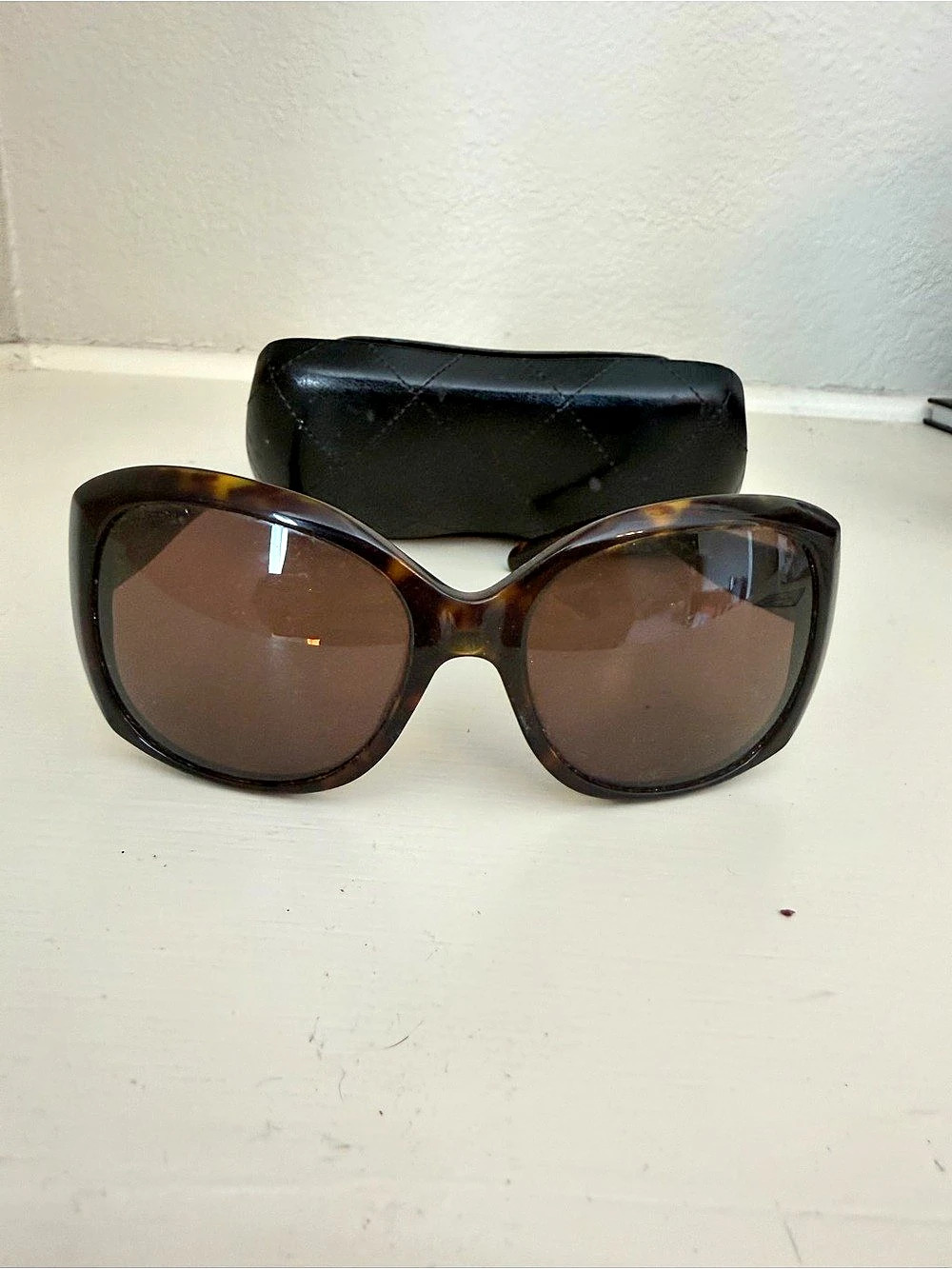 Chanel CC Logo Tortoise Shell Sunglasses Tortoiseshell Sunglasses Brown & Black